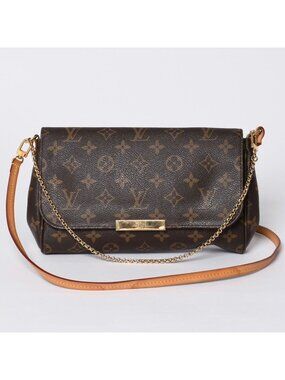 Louis Vuitton Monogram Favorite MM Shoulder Bag Brown Gold